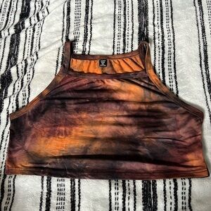 Orange/brown tye dye crop top
